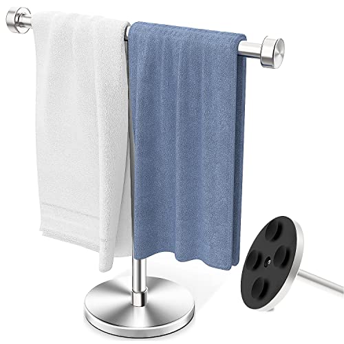 VEHHE Hand Towel Holder Stand - Stainless Steel Hand Towel Stand with Suction Cups, Countertop Free Standing Hand Towel Holder for Bathroom, Kitchen or Vanity