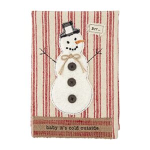 mud pie christmas appliqué towel, snowman, 21" x 14"