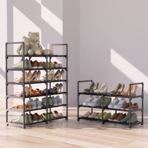 Tuitager 3-Tier Metal Shoe Rack for Closet, Stackable Shoe Organizer for Entryway, Shoe Shelf with Dirt-Proof Non-Woven Fabric, Shoe Storage Rack for Entryways, Bedrooms, Cloakrooms, Garage