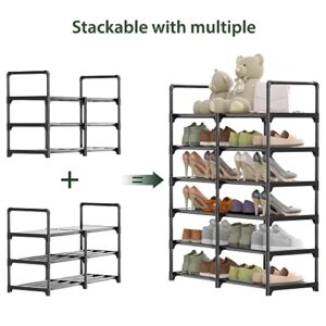 Tuitager 3-Tier Metal Shoe Rack for Closet, Stackable Shoe Organizer for Entryway, Shoe Shelf with Dirt-Proof Non-Woven Fabric, Shoe Storage Rack for Entryways, Bedrooms, Cloakrooms, Garage