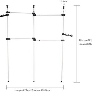 Estink Garment Rack Clothing Hanger, Heavy Duty Adjustable Closet Rod Double Rail,Simple No Drilling for Bedroom Freestanding Wardrobe Closet Organizer System,3 Vertical Poles 4 Bars