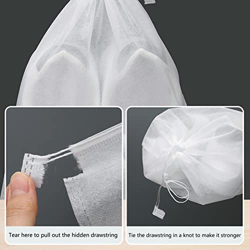 C-LARSS 10Pcs Transparent Shoe Bags for Travel Large Clear Shoes Organizers Storage Pouch with Rope for Men and Women M