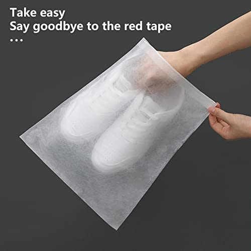 C-LARSS 10Pcs Transparent Shoe Bags for Travel Large Clear Shoes Organizers Storage Pouch with Rope for Men and Women M