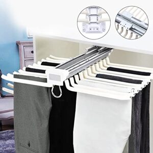 Pull Out Trousers Rack 22 Arms Steel Pull Out Pants Rack Pants Hanger Bar Clothes Organizers for Space Saving and Storage