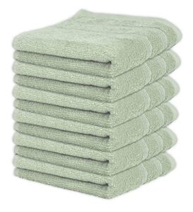 kaufman - premium hand towels set for bathroom, spa, gym, and face towel 100% cotton ring spun, ultra soft feel and highly absorbent towels (sage green, 6-pk)