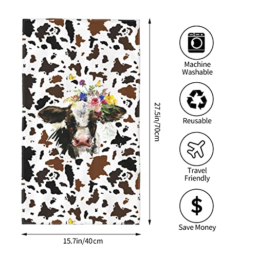 Kicoyuaz Cow Print Bath Hand Towels for Bathroom Kitchen Towel White Cute Animal Print Gym Spa Home Decorative Clearance Washing Face Washcloths Soft Funny