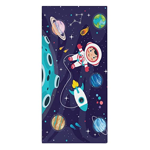 FISNAE Colorful Outer Space Hand Towels Astronauts Planets Absorbent Bathroom Towel Soft Decorative Towels for Bathroom, Hotel, Gym, Spa, Yoga 28.7 X 13.8 in