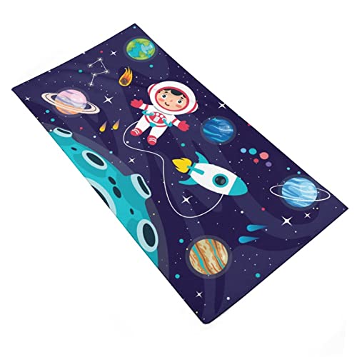 FISNAE Colorful Outer Space Hand Towels Astronauts Planets Absorbent Bathroom Towel Soft Decorative Towels for Bathroom, Hotel, Gym, Spa, Yoga 28.7 X 13.8 in