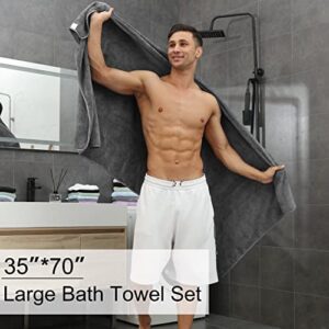 Gray Bath Towels Set 35x70 Inches - Luxury 600 GSM Oversized Bath Sheet Towel,Extra Large Microfiber - Quick Dry,Highly Absorbent,Super Soft Shower Towels Spa Hotel Bathroom Towel Set (4-Pack)