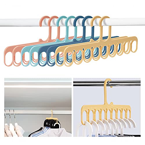 NiHome 8-Pack 9-Hole Clothes Hangers Organizer Set, Multifunction Hanger Space-Saving Wardrobe Drying Racks Clothes Storage for Scarf, Socks, Laundry Home Dormitory