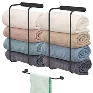 2+1 set towel racks for bathroom, towel holder for bathroom wall, bathroom storage, towel racks for bathroom wall mounted, bathroom towel storage, towel storage for small bathroom, spa, salon(black)