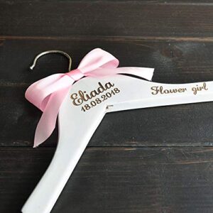 sendinglovehandmade Personalized Wedding Hanger Flower Girl Hanger Girl Baptism Gift Birthday Gift