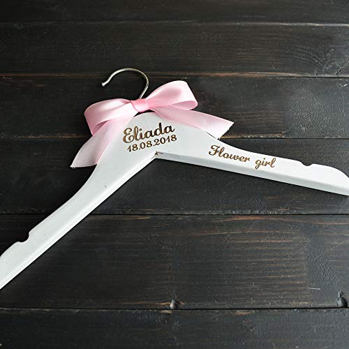 sendinglovehandmade Personalized Wedding Hanger Flower Girl Hanger Girl Baptism Gift Birthday Gift