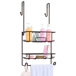 treelen shower caddy over the door rustproof hanging shower organizer with 12 hooks shampoo towel holder for bathroom storage shelf rack -bronze …