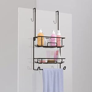 TreeLen Shower Caddy over the Door Rustproof Hanging Shower Organizer with 12 Hooks Shampoo Towel Holder for Bathroom Storage Shelf Rack -Bronze …