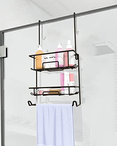 TreeLen Shower Caddy over the Door Rustproof Hanging Shower Organizer with 12 Hooks Shampoo Towel Holder for Bathroom Storage Shelf Rack -Bronze …