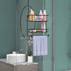 TreeLen Shower Caddy over the Door Rustproof Hanging Shower Organizer with 12 Hooks Shampoo Towel Holder for Bathroom Storage Shelf Rack -Bronze …