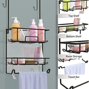 TreeLen Shower Caddy over the Door Rustproof Hanging Shower Organizer with 12 Hooks Shampoo Towel Holder for Bathroom Storage Shelf Rack -Bronze …