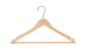 wood all purpose hangers - natural wood - 17 inches - case of 20