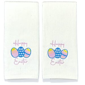 serafina home luxury easter egg hand towels for bathroom: decorative colorful embroidered eggs and happy easter
