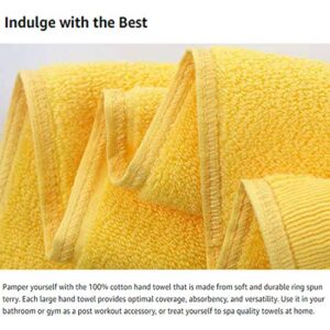 RUIBOLU Hand Towels for Bathroom - 100% Cotton Ultra Soft Highly Absorbent Hand Towel 2 Set, Size 14" x 30" Home Bathroom Hand Towels for Bath, Hand, Face, Gym Towel (Yellow)