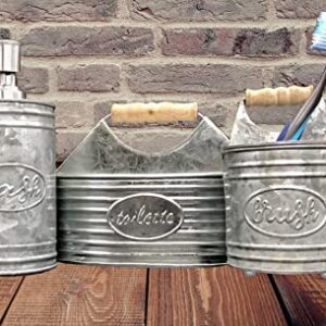 Autumn Alley Farmhouse Rustic Shower Caddy Basket for Bathroom - Toiletries Countertop Organizer, Decorative Bathroom Caddy, Galvanized Bathroom Accessories with Toilette Label, 8.25" x 6", Small