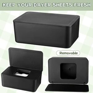 Newtay Dryer Sheet Holder with Hinged Lid,Plastic Dryer Sheet Dispenser Container Storage Box Holder Fabric Softener Sheets Holder for Laundry Room Decor(Black)