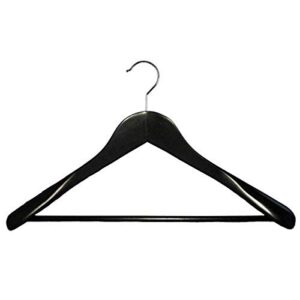 nahanco 200718bhu wooden suit hanger with stationary bar, executive flare - black finish (pack of 6)