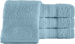all design quick-dry, high absorbent 100% cotton towels for bathroom guests pool gym camp travel college dorm (4 piece washcloth set, blue)