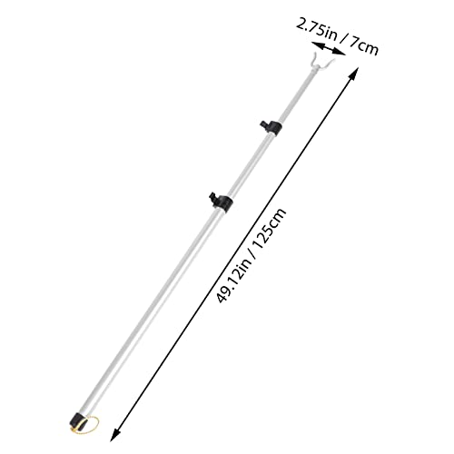 DOITOOL Long Reach Closet Pole with Hook for Reaching, Telescoping Closet Pole Extending Closet Hook Pole, Adjustable Long Reach Stick for Closet, Ceiling, Shelf ( 49 inch, Silver )