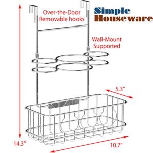 SimpleHouseware Cabinet Door/Wall Mount Hair Dryer & Styling Tools Organizer Storage, Chrome