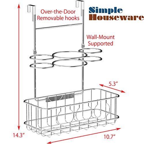 SimpleHouseware Cabinet Door/Wall Mount Hair Dryer & Styling Tools Organizer Storage, Chrome