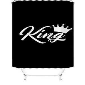 4PCS/Set Afro King Shower Curtain with Non-Slip Rugs,Bath Mat and Toilet Lid Cover,Waterproof Polyester Fabric Black Shower Curtain Sets with 12 Hooks,Cool Typeface Pattern Bath Curtains for Man