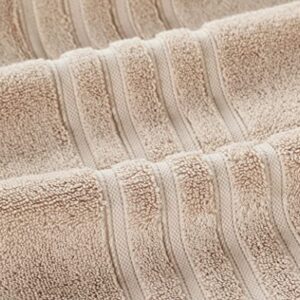 ESSELL Luxury 6-Piece Towel Set, 700 GSM 100% Cotton - 2 Bath Towels, 2 Hand Towels, 2 Wash Cloths, Zero Twists, Ultra Soft & Super Absorbent Meadow Towels for Spa, Hotels & Bathroom (Light Brown)