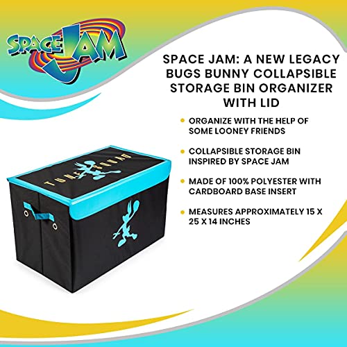 Space Jam: A New Legacy Tune Squad Collapsible Storage Bin Organizer with Lid | Fabric Basket Container with Handles, Cubby Closet Organizer | Sports Basketball Gifts And Collectibles