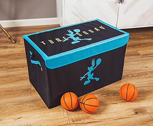 Space Jam: A New Legacy Tune Squad Collapsible Storage Bin Organizer with Lid | Fabric Basket Container with Handles, Cubby Closet Organizer | Sports Basketball Gifts And Collectibles