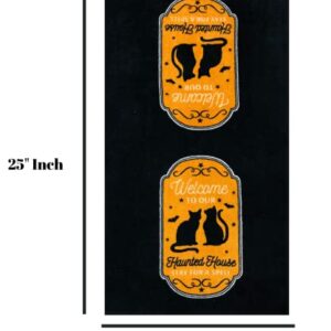 Halloween Hand Towels: Happy Meow-o-leen at The Black Cat's Black Cats Inn, Soft Absorbent Cotton (Cat's Meow)