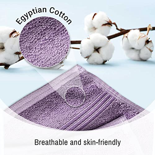 BNM Egyptian Cotton Medium Weight Towels, Assorted Towels For Home Bathroom, Bath Decor, Essentials, Includes 2 Bath, 2 Hand, 2 Face Towels/ Washcloths, Quick Dry, Absorbent, Set of 6, Royal Purple