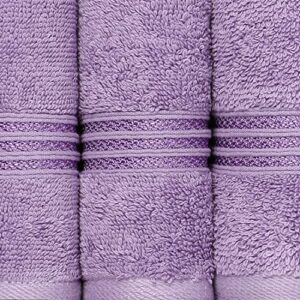 BNM Egyptian Cotton Medium Weight Towels, Assorted Towels For Home Bathroom, Bath Decor, Essentials, Includes 2 Bath, 2 Hand, 2 Face Towels/ Washcloths, Quick Dry, Absorbent, Set of 6, Royal Purple