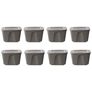 homz multipurpose 18 gallon stackable plastic storage container tote bin with secure snap-on lid for home and office organization, grey