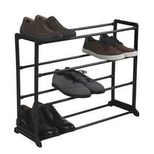 simplify stackable shoe rack | holds 12 pairs of shoes | maximize closet & bedroom space | good for sneakers | boots | loafers | heels | slippers | black