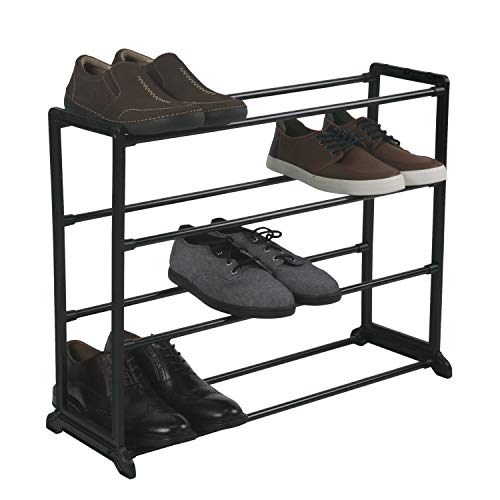 Simplify Stackable Shoe Rack | Holds 12 Pairs of Shoes | Maximize Closet & Bedroom Space | Good for Sneakers | Boots | Loafers | Heels | Slippers | Black