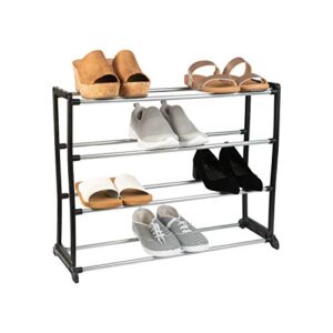 Simplify Stackable Shoe Rack | Holds 12 Pairs of Shoes | Maximize Closet & Bedroom Space | Good for Sneakers | Boots | Loafers | Heels | Slippers | Black