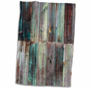 3d rose photograph of turquoise and brown distressed wood twl_213532_1 towel, 15" x 22"