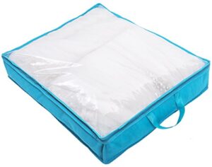 amelitory underbed storage bag bedding container zippered comforter organizer large capacity fabric lake blue
