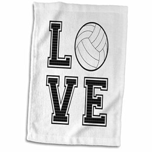 3d rose print of love volleyball hand towel, 15" x 22"
