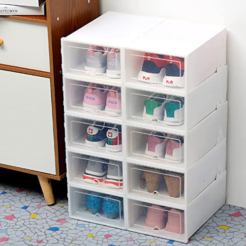 YWHGPI2014 Transparent shoe box 12pack (white) Shoes Organizers Plastic Thickened Foldable Dustproof Storage Box Combined Shoe Cabinet