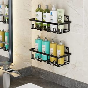 Bomtss Shower Caddy, Self Adhesive Shower Shelves, 5-Pack Bathroom Shower Organizer, Shower Rack Storage, Wall Mounted Shower Shelf for Inside Shower Accessories, First Apartment Essentials, Black