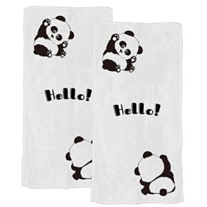 topcarpenter decorative hand towels for bathroom, hello spring panda kitchen hand towel set of 2, 15 * 30 inch soft fingertip towel decortive hand towels for bathroom kitchen