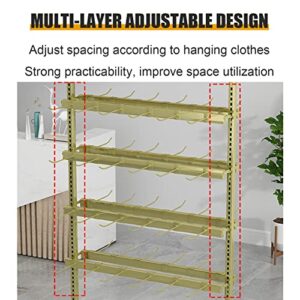 Retail Shelves Clothing Store Display Fixture, Mall Exhibition Accessory Organizer Rack with Hooks, Garment Hanger Floorstanding Jewelry Holder Keyring Shelf Sock Storage Stand, Hangbag Purse Rack